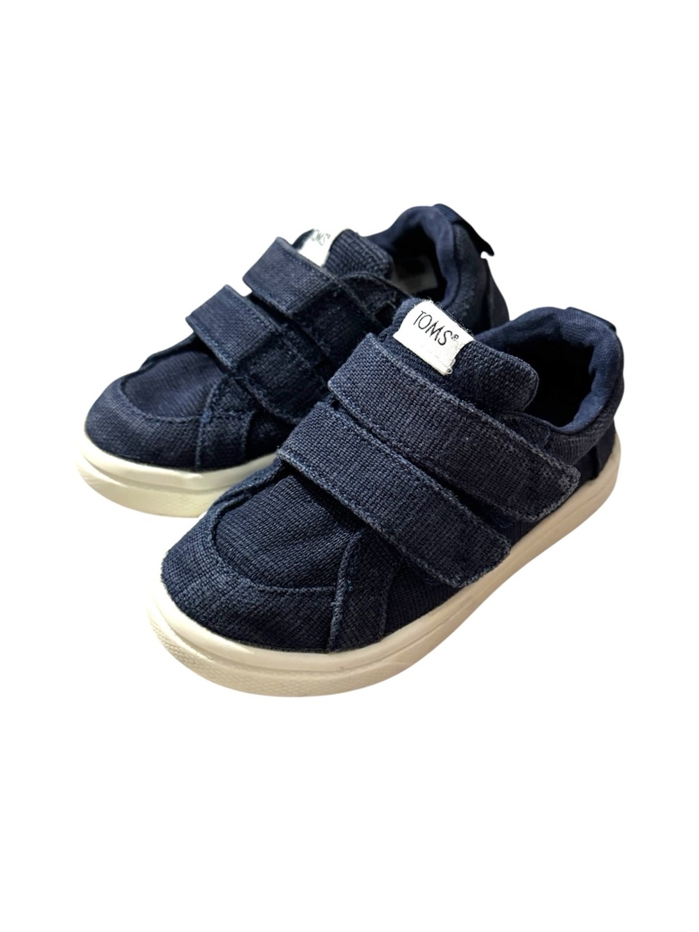 TOMS Cruz Double Strap Toddler Navy Heritage Canvas Sneaker